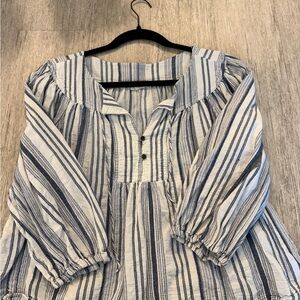 a.n.a Blue and White Striped Blouse